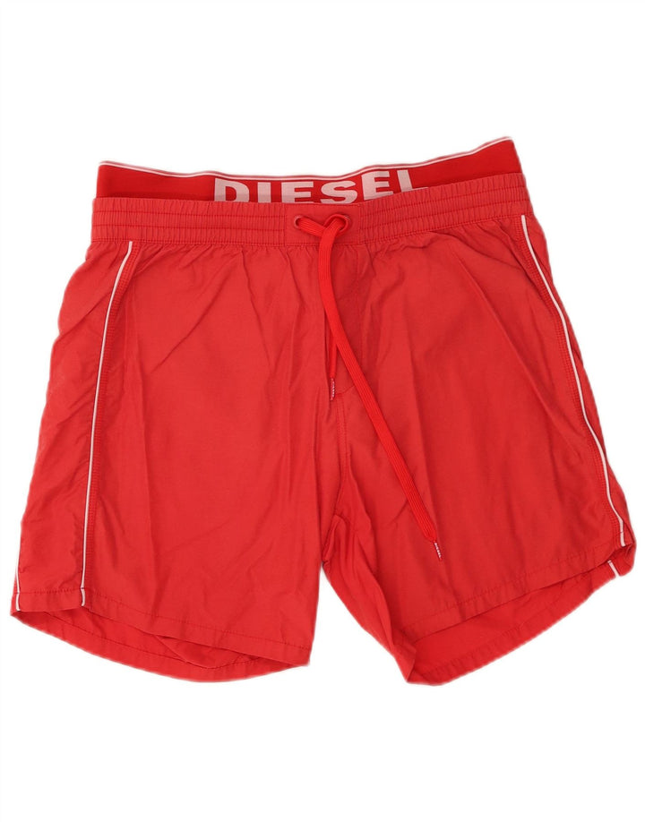 Мужские шорты для плавания с рисунком Diesel, хлопок среднего красного цвета