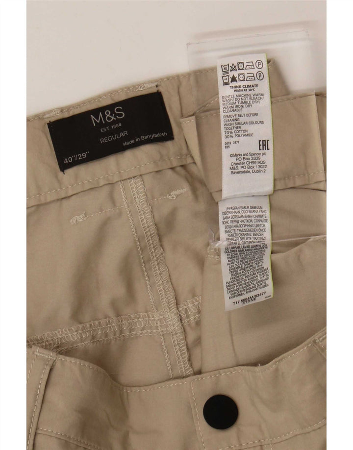 Мужские брюки карго стандартного кроя Marks & Spencer W40 L29, бежевый хлопок
