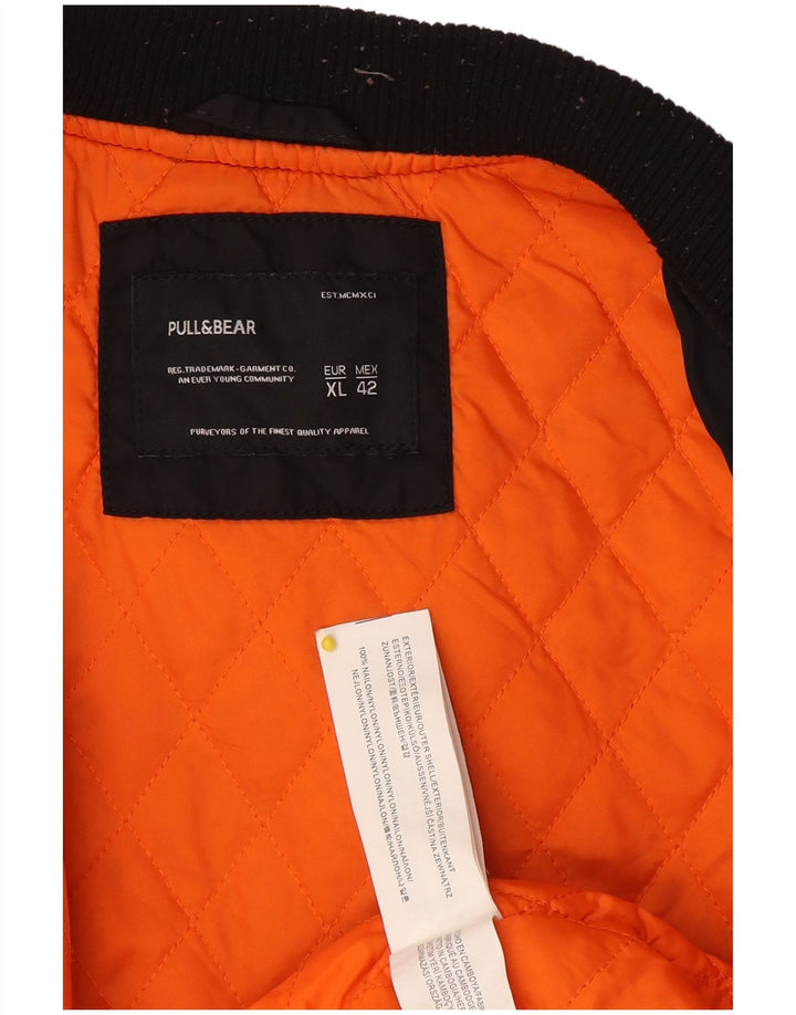 Женский бомбер Pull & Bear UK 18 XL, черный нейлон