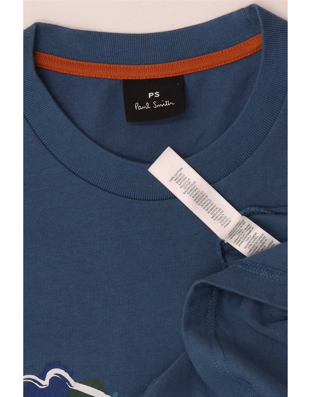 Мужская футболка с рисунком Paul Smith, большой синий хлопок
