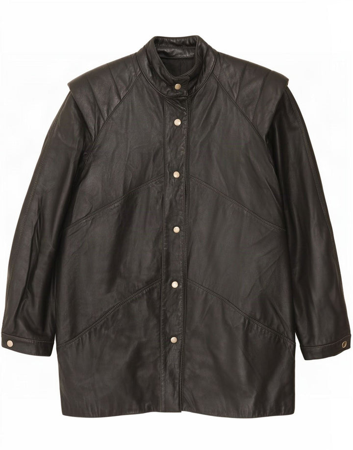 Винтажное женское кожаное пальто IT 42 Medium Black