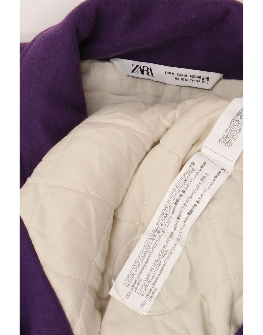 Мужская университетская куртка ZARA UK 38, средний фиолетовый, полиэстер с цветными блоками