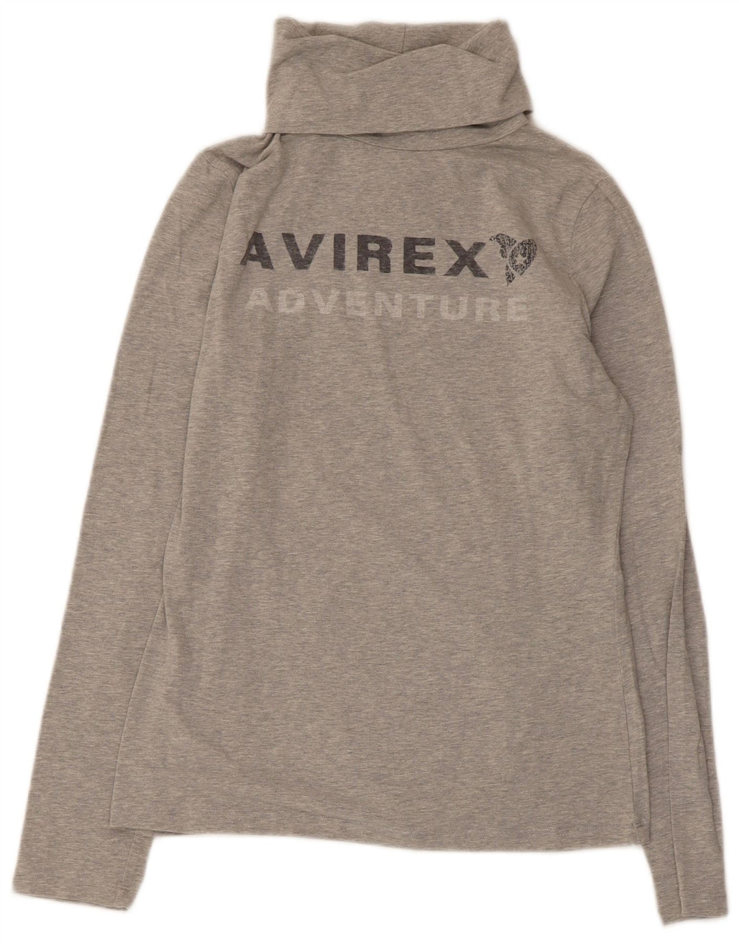 Женский топ с рисунком Avirex, длинный рукав, UK 12, хлопковый цвет среднего серого цвета