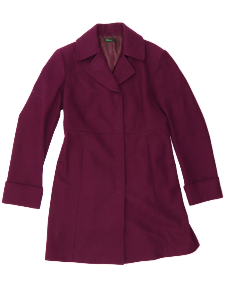 BENETTON Womens Overcoat UK 12 Medium Purple Vintage Benetton and Second-Hand Benetton from Messina Hembry 