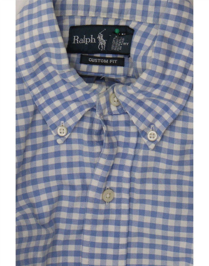 Мужская рубашка на заказ Ralph Lauren, маленькая синяя хлопковая клетка в мелкую клетку