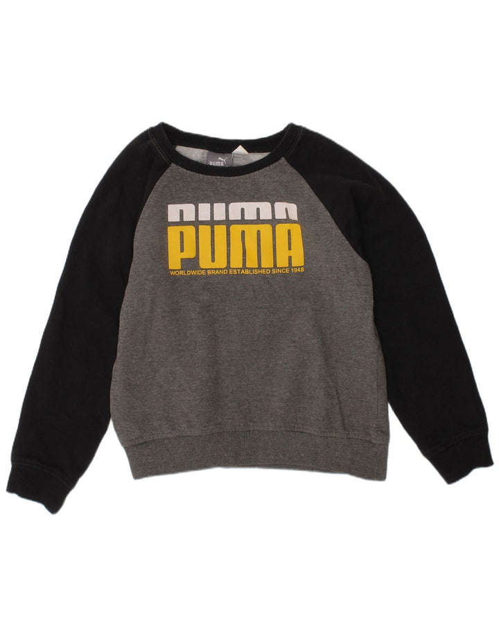 Джемпер с рисунком Puma для мальчиков, 5–6 лет, серый хлопок