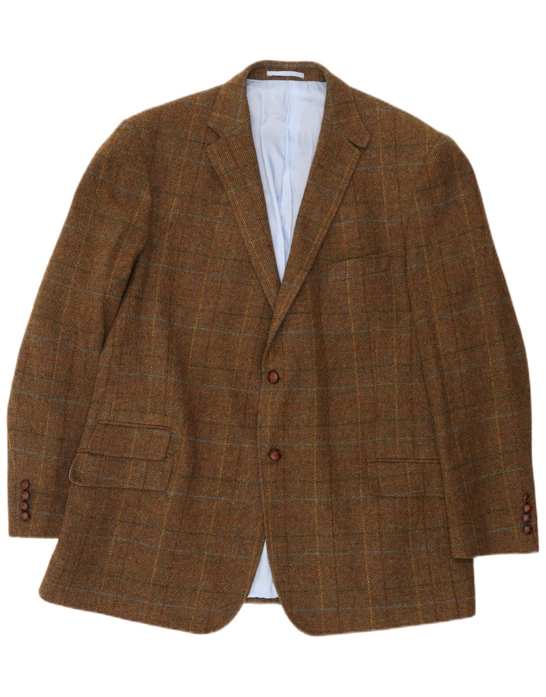 Мужской пиджак Marks & Spencer с 2 пуговицами, Великобритания 48, 2XL, коричневый, шерстяной в клетку