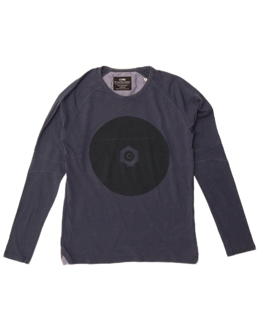 Мужской топ с рисунком Jack & Jones с длинным рукавом, средний, темно-синий