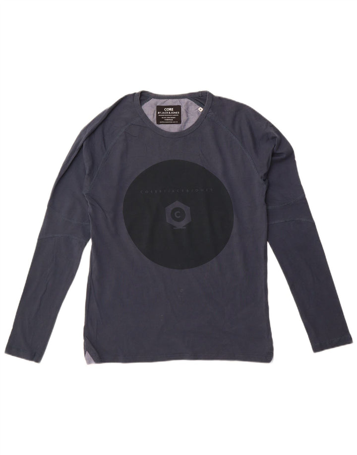 Мужской топ с рисунком Jack & Jones с длинным рукавом, средний, темно-синий