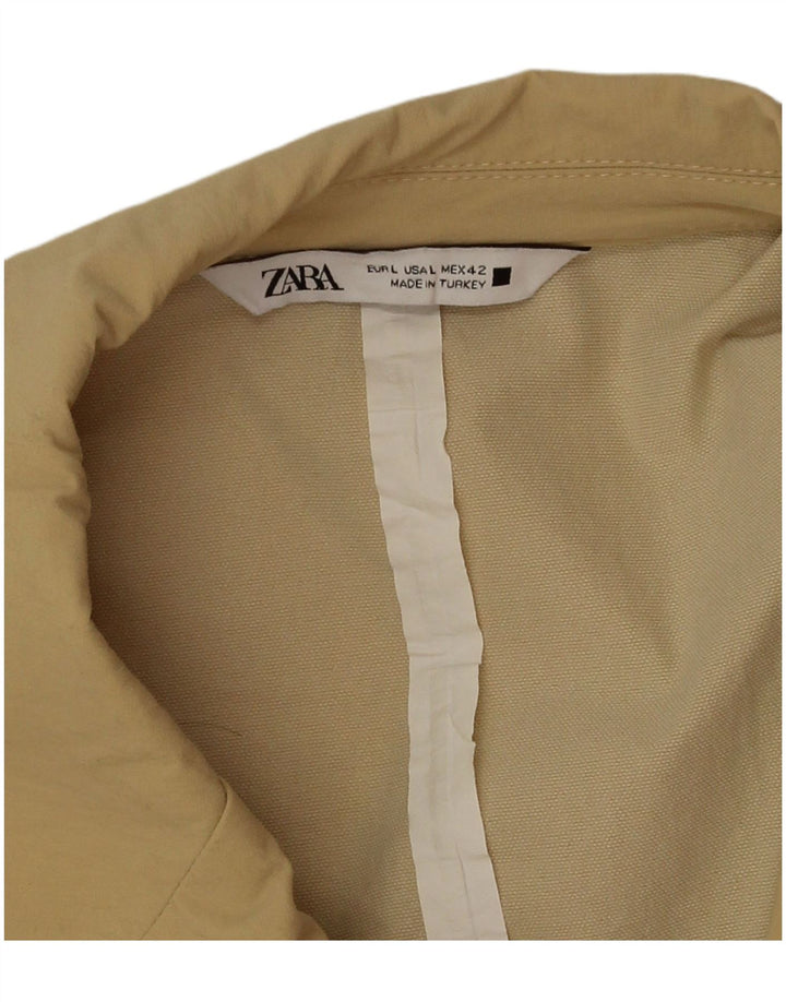 Мужское двубортное пальто Zara UK 40, большое, бежевое, полиамид