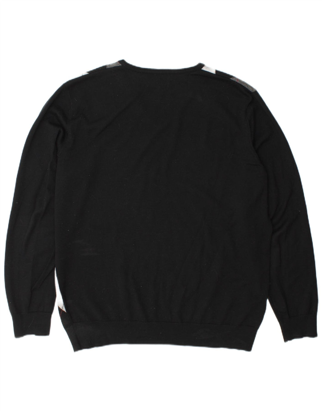 Мужской джемпер с v-образным вырезом Fred Perry, XL, черный с узором аргайл/ромб, шерсть