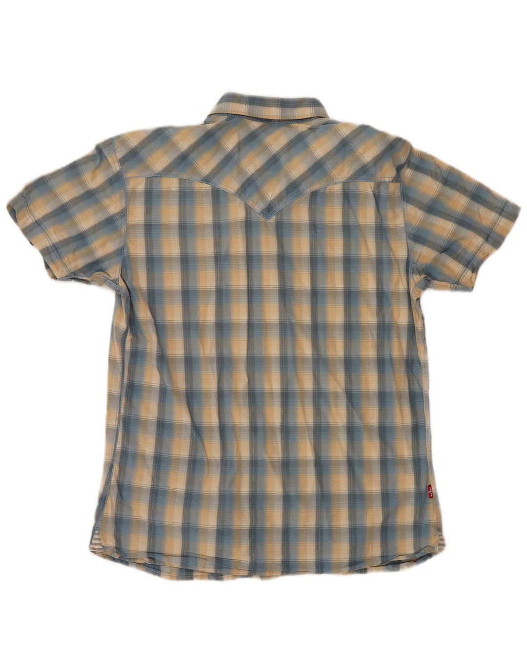 Мужская рубашка с коротким рукавом LEVI'S, хлопковая синяя клетка среднего размера