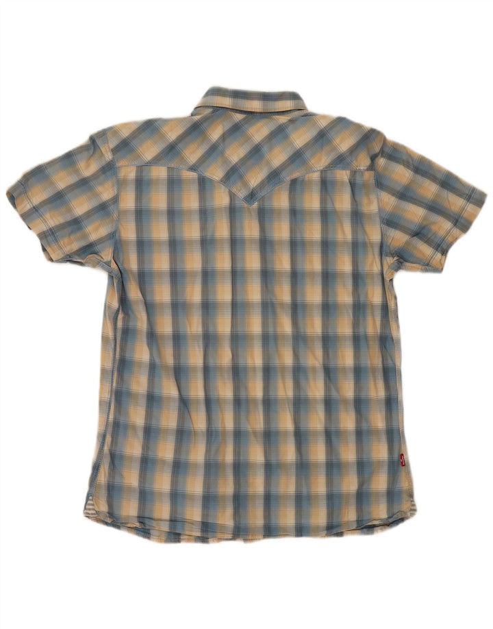 Мужская рубашка с коротким рукавом LEVI'S, хлопковая синяя клетка среднего размера