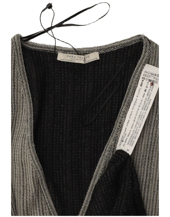 Женское платье прямого кроя макси Zara UK 10, маленький серый в полоску, полиэстер