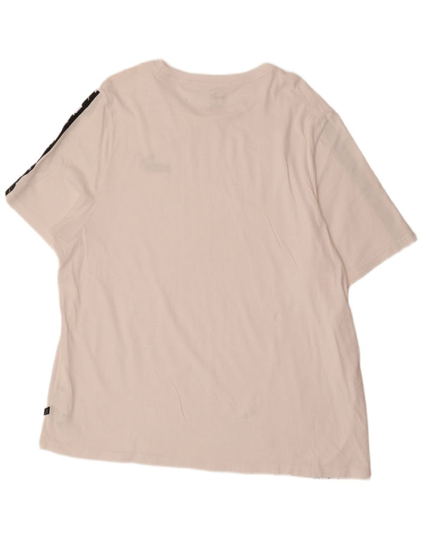 Мужская футболка с рисунком Puma, топ 3XL, белый хлопок с цветными блоками