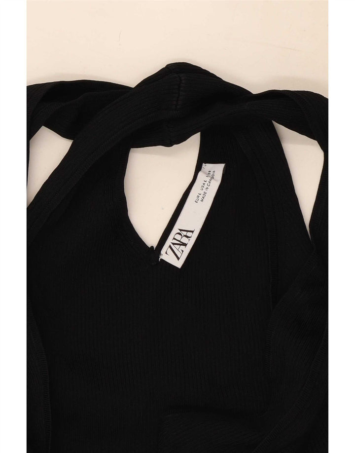 Женский укороченный топ с бретельками Zara UK 14, большой черный