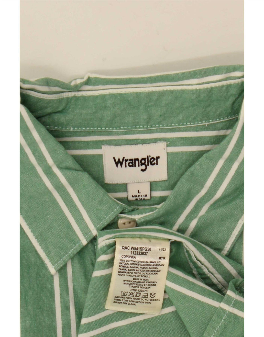 Мужская рубашка Wrangler из хлопка в большую зеленую полоску