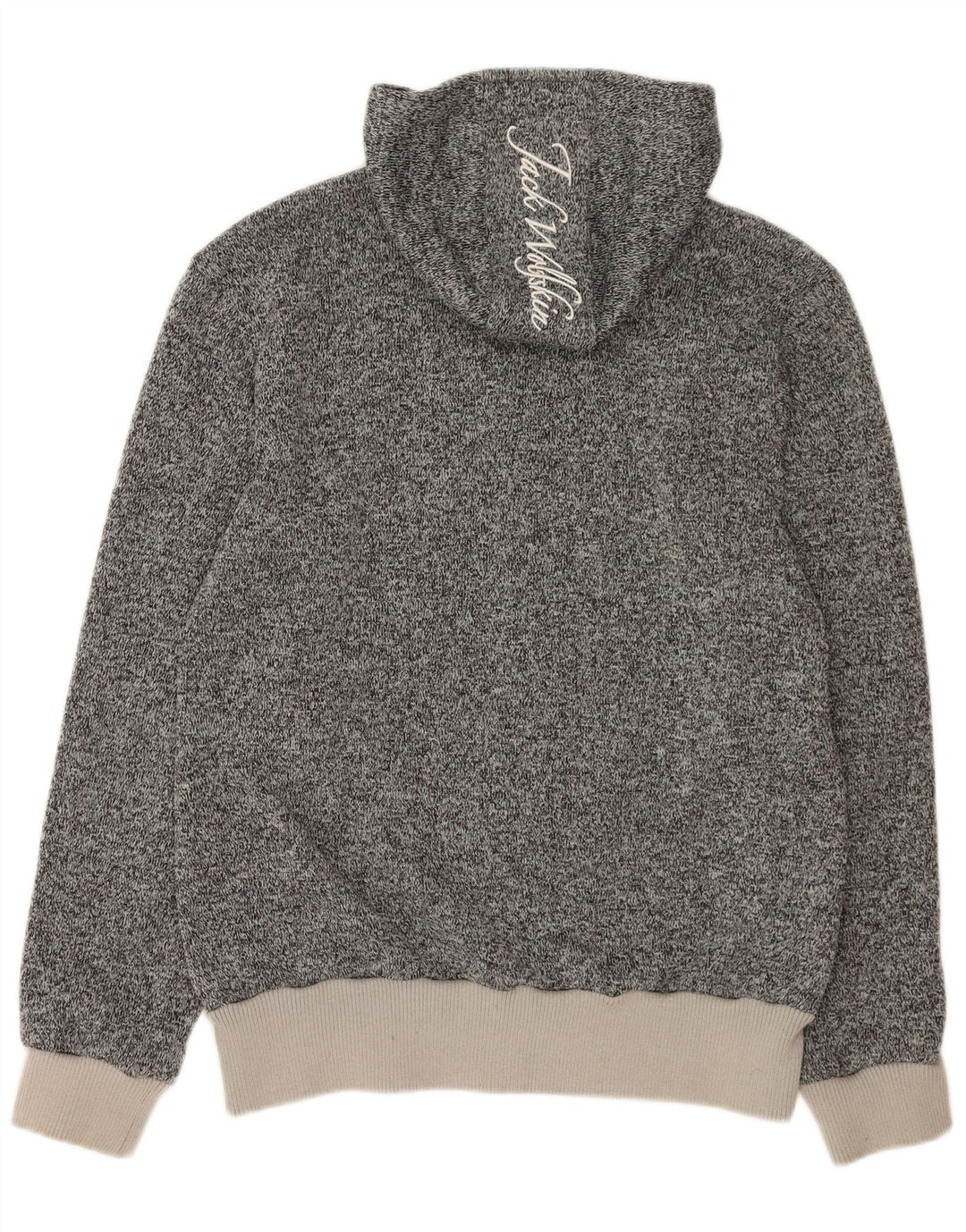 Мужской свитер с капюшоном и молнией с рисунком Jack Wolfskin, большой серый полиэстер с крапинками