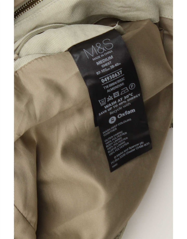 Мужская куртка-бомбер Marks & Spencer UK 38, средний зеленый полиэстер