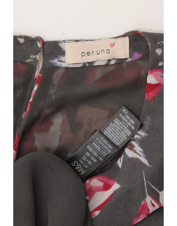 MARKS & SPENCER Womens Sleeveless Maxi Dress UK 12 Medium Grey Floral Vintage Marks & Spencer and Second-Hand Marks & Spencer from Messina Hembry 