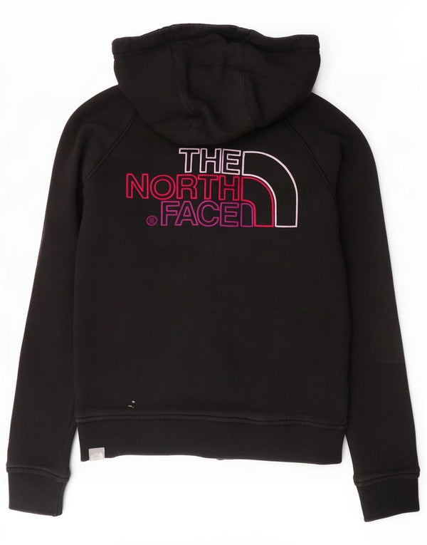 Женский свитер с капюшоном и молнией с графическим рисунком The North Face UK 14, хлопковый средний черный цвет