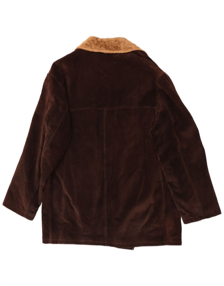 Винтажное мужское замшевое пальто IT 52 XL Коричневое кожаное