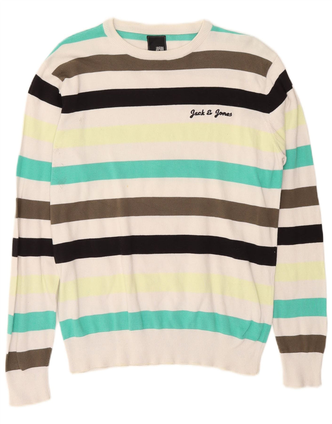 Мужской джемпер с круглым вырезом Jack & Jones в большую разноцветную полоску