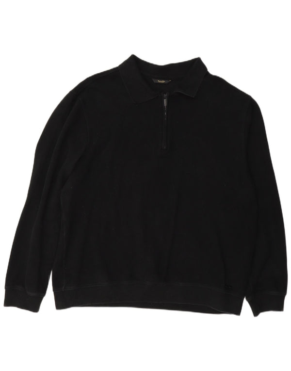 Massimo Dutti Mens Polo Neck Jumper Sweater 2XL Black Cotton