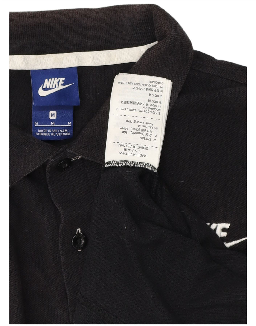 Мужская рубашка-поло NIKE среднего размера, черная, хлопковая