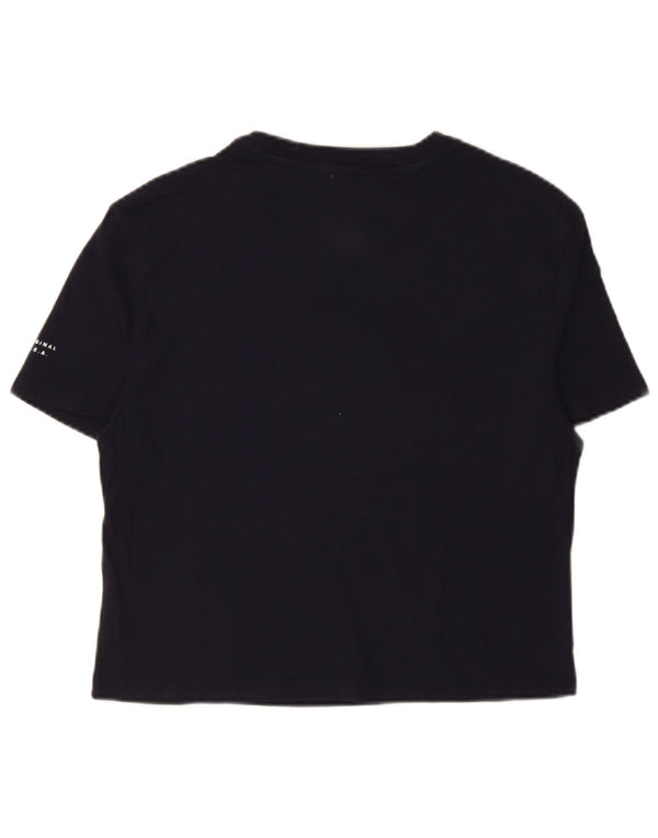 Женская футболка с рисунком Tommy Hilfiger Top UK 10, маленькая, темно-синяя, хлопковая