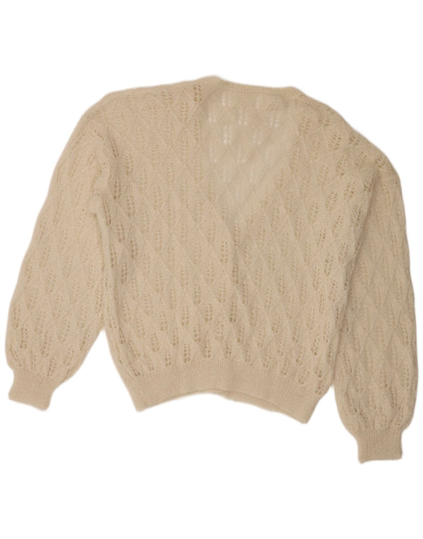 Винтажный женский прозрачный кардиган-свитер UK 20 2XL Off White