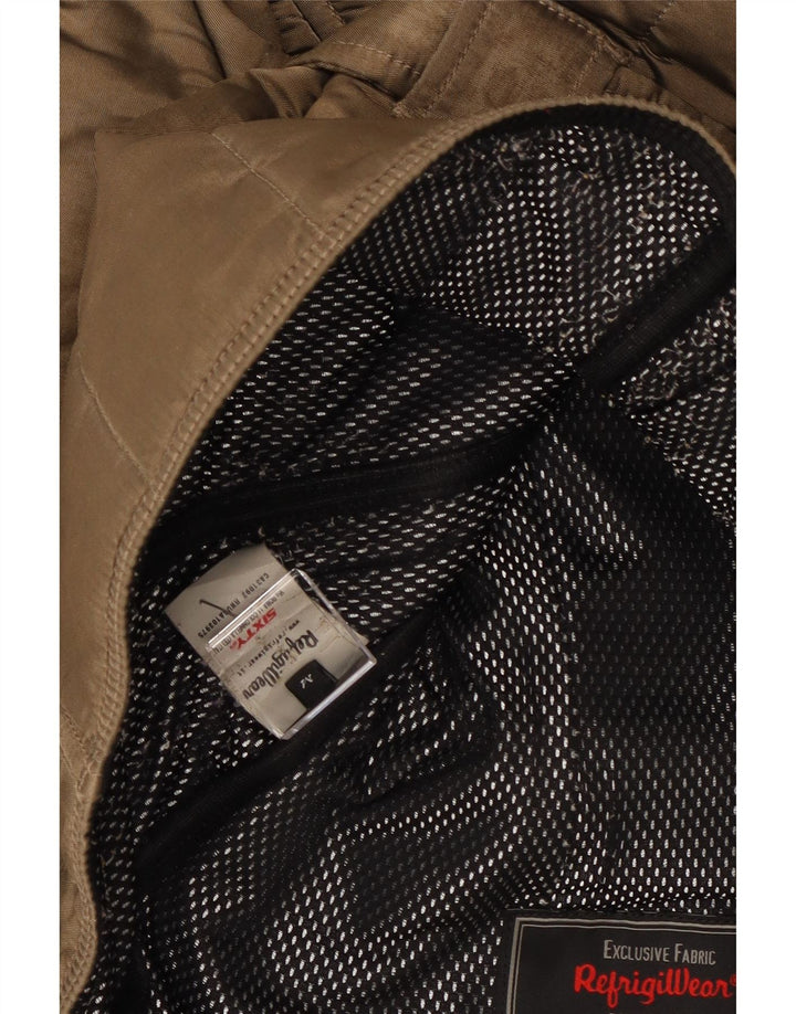 Refrigiwear Женская стеганая куртка с капюшоном UK 14 Средне-коричневый полиамид