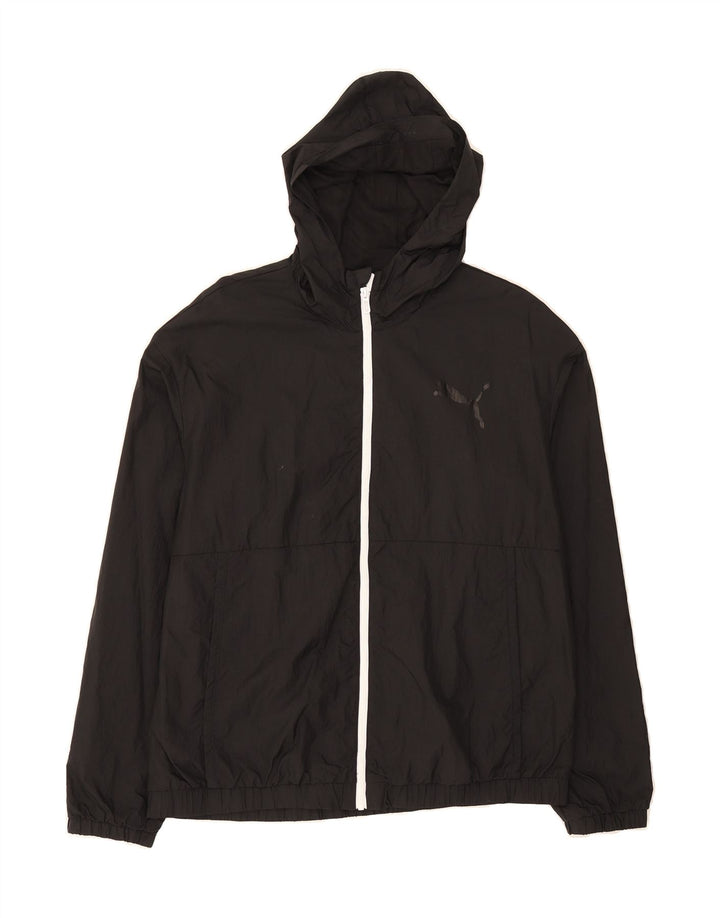 PUMA Womens Graphic Hooded Tracksuit Top Jacket UK 14 Medium Black Vintage Puma and Second-Hand Puma from Messina Hembry 