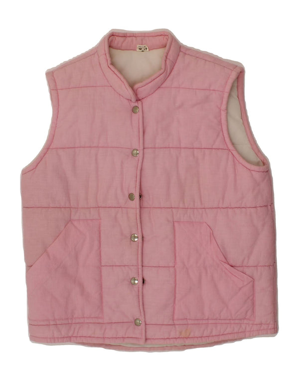 VINTAGE Womens Padded Gilet IT 40 Small Pink