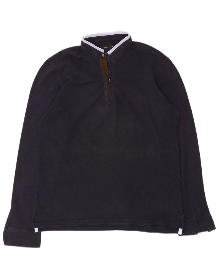 Мужской топ Massimo Dutti с длинным рукавом, средний темно-синий, хлопок