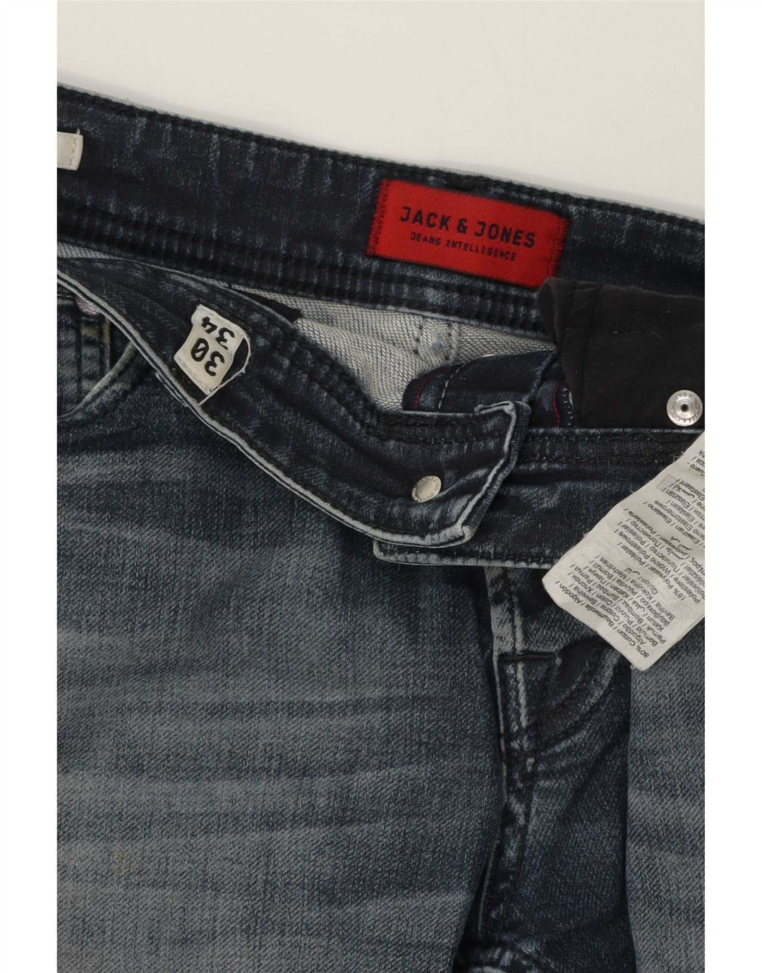 Мужские потертые узкие джинсы GLENN Jack & Jones W30 L32, синий хлопок