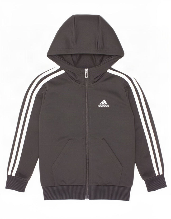 Свитер с капюшоном на молнии для мальчиков Adidas 4–5 лет, черный полиэстер