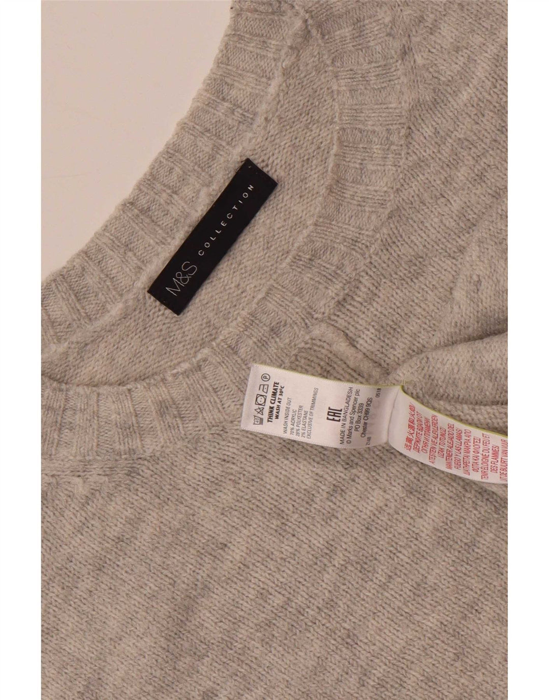 Женский свободный джемпер с круглым вырезом Marks & Spencer, Великобритания 16, большой серый