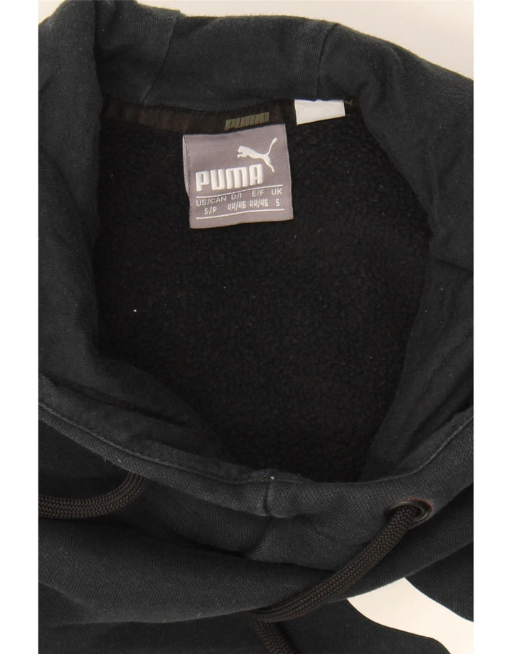 PUMA Mens Graphic Hoodie Jumper Small Black Cotton Vintage Puma and Second-Hand Puma from Messina Hembry 