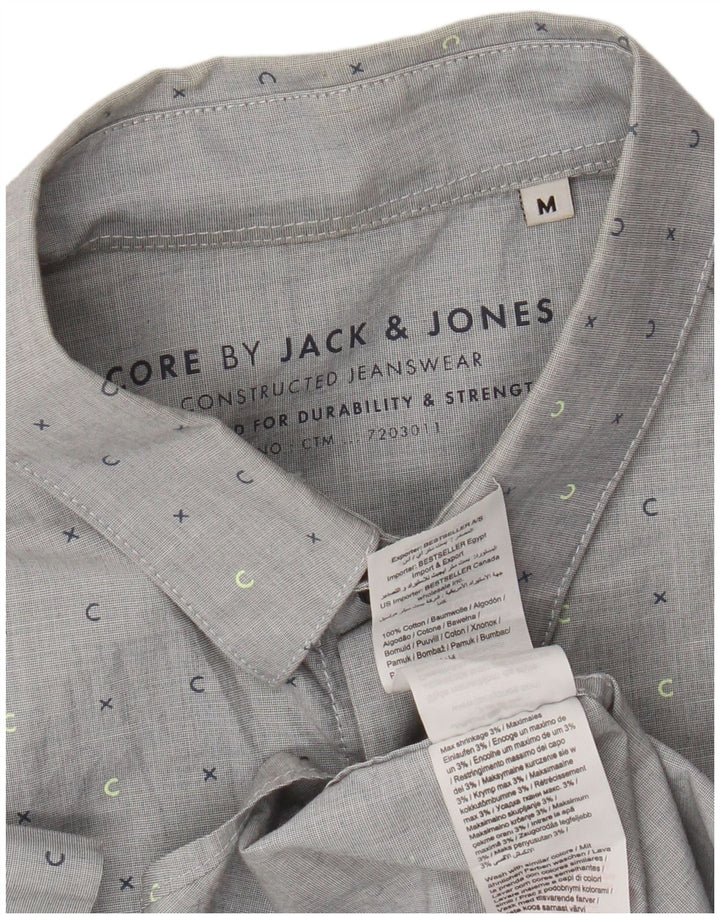 Мужская рубашка с коротким рукавом Jack & Jones, хлопковая ткань среднего серого цвета в пятнах
