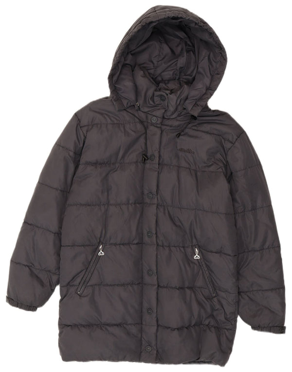 Ellesse Женское длинное стеганое пальто с капюшоном UK 6 XS Серый нейлон