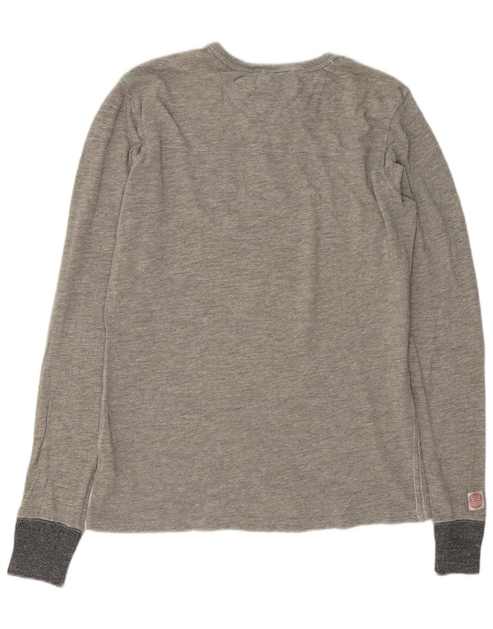 SUPERDRY Мужской топ с рисунком, длинный рукав, средний серый хлопок с крапинками