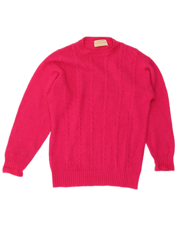 Винтажный женский джемпер с круглым вырезом, Великобритания, 18 XL, розовая шерсть