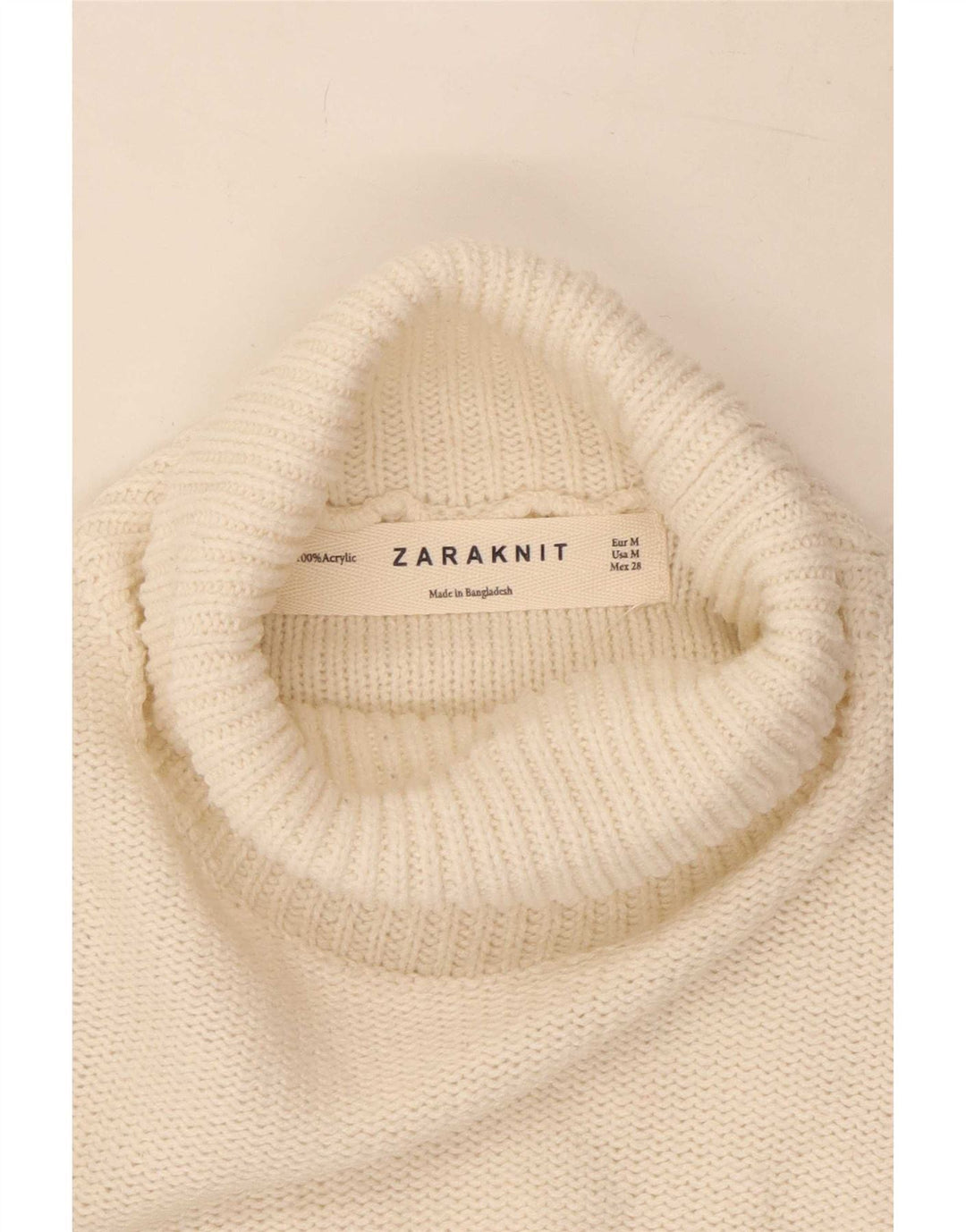 Женский джемпер Zara с высоким воротником, Великобритания 14, средний, белый