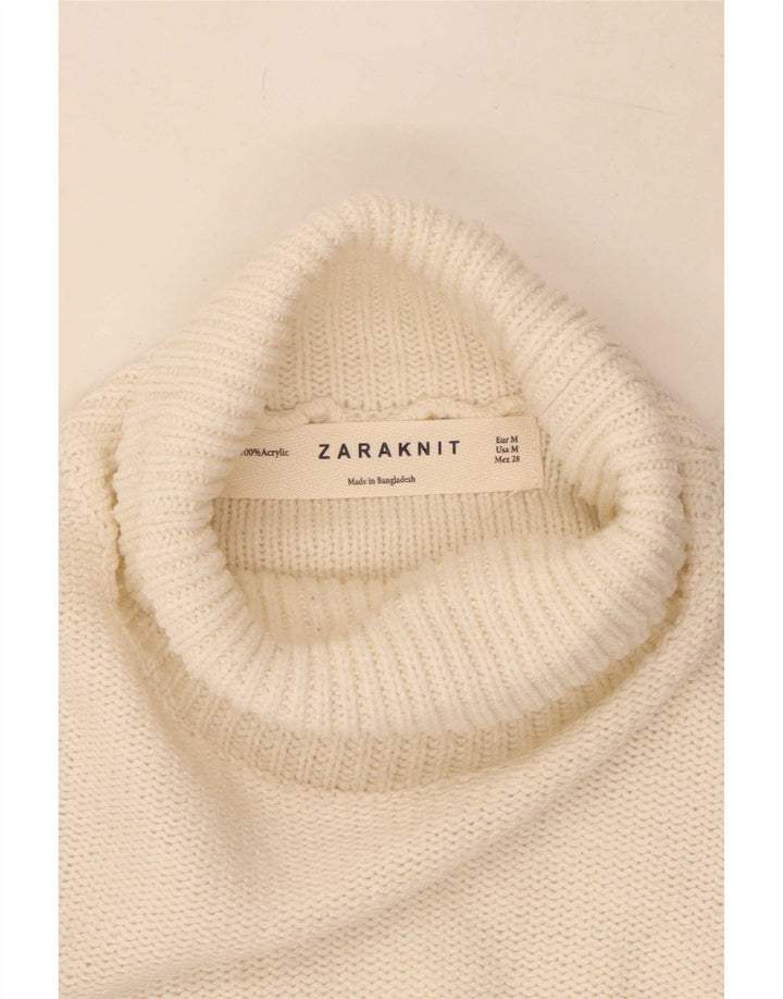 Женский джемпер Zara с высоким воротником, Великобритания 14, средний, белый