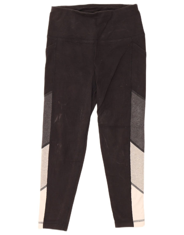 Женские леггинсы REEBOK UK 10, маленькие черные, хлопковые с цветными блоками