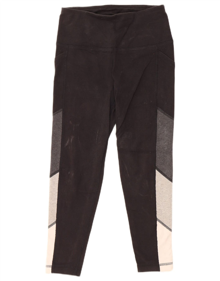 Женские леггинсы REEBOK UK 10, маленькие черные, хлопковые с цветными блоками