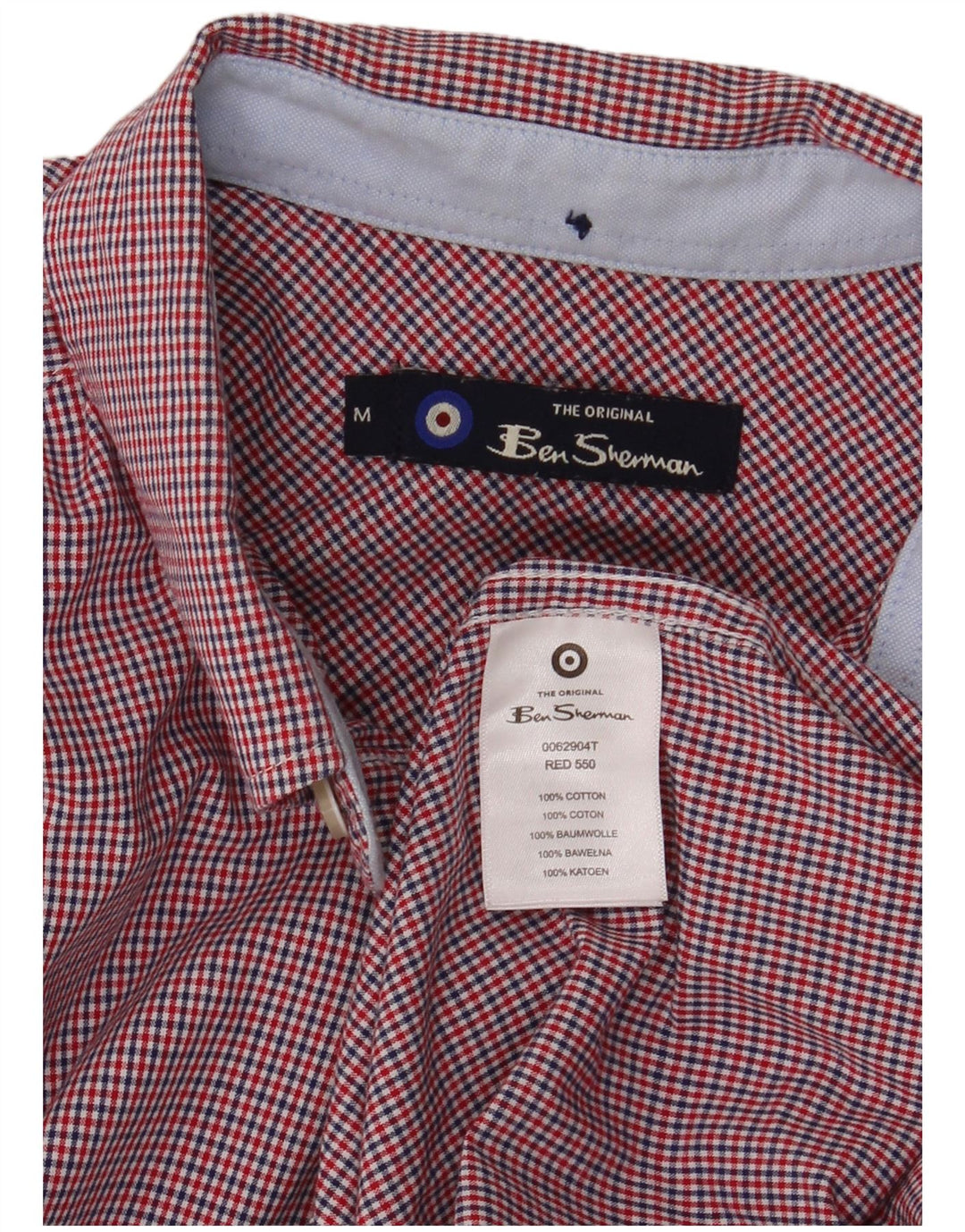 Мужская рубашка Ben Sherman из хлопка среднего красного цвета в клетку