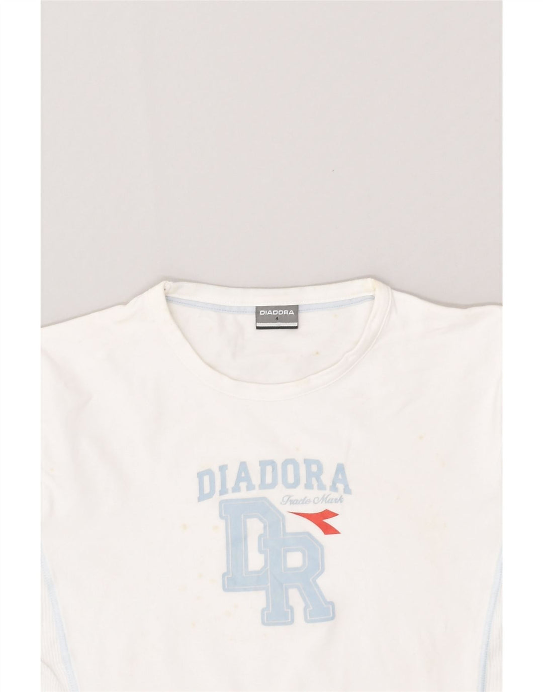 DIADORA Womens Graphic T-Shirt Top US 4 Small White Cotton | Vintage Diadora | Thrift | Second-Hand Diadora | Used Clothing | Messina Hembry 