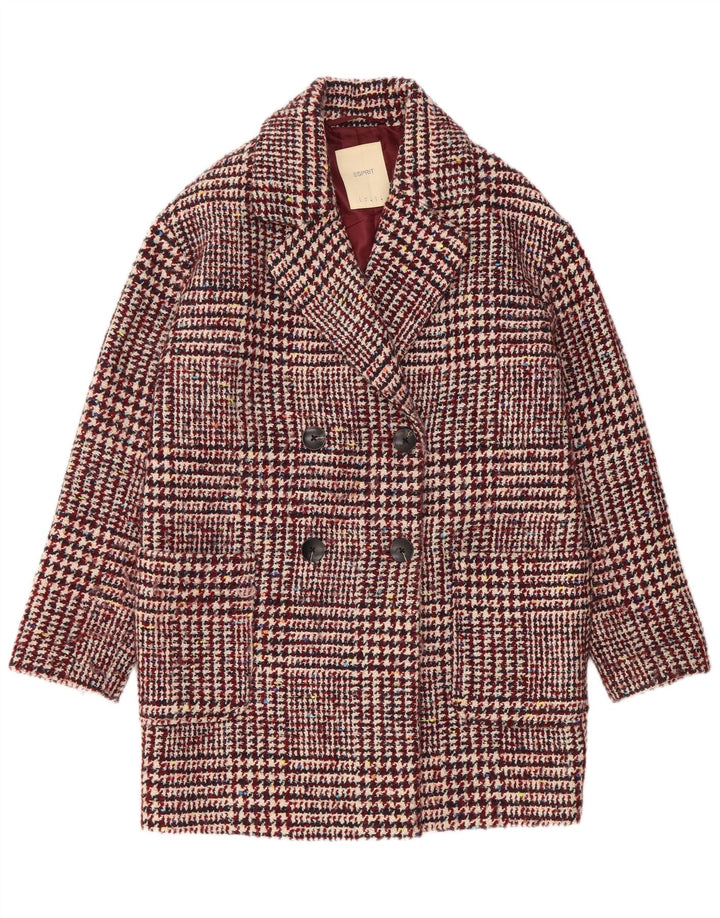 Женское двубортное пальто Esprit UK 10, маленький бордовый полиэстер